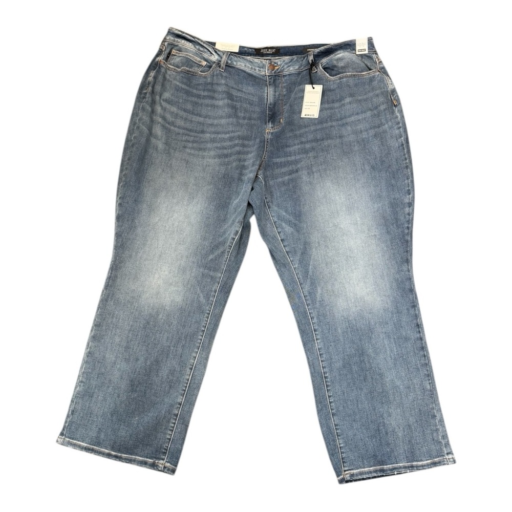 Judy Blue Jeans Womens Plus Size 24W Straight Fit High-Rise Blue Stretch Denim